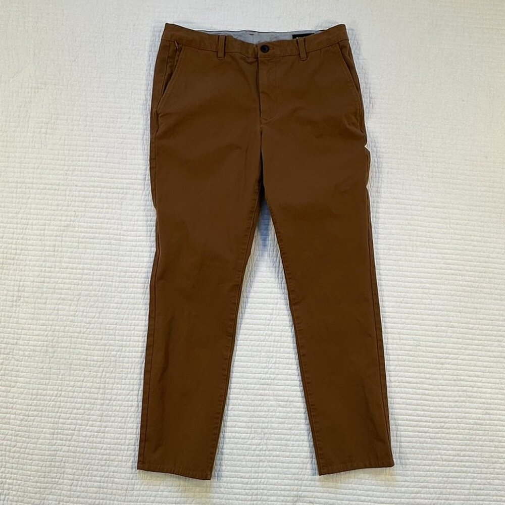 Bonobos Tailored Fit Chino Pants Mens 33x30 Brown British Khaki Flat Front